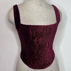 Naked Wardrobe Deep Red Velvet Corset Tank